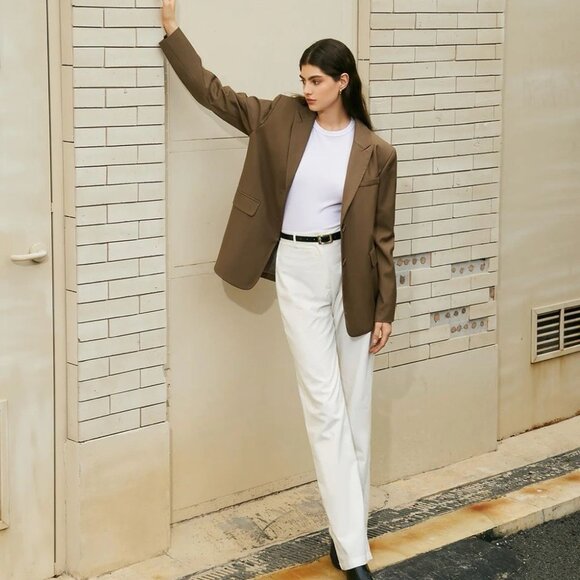 Brown structured oversized blazer - Picture 3 of 5